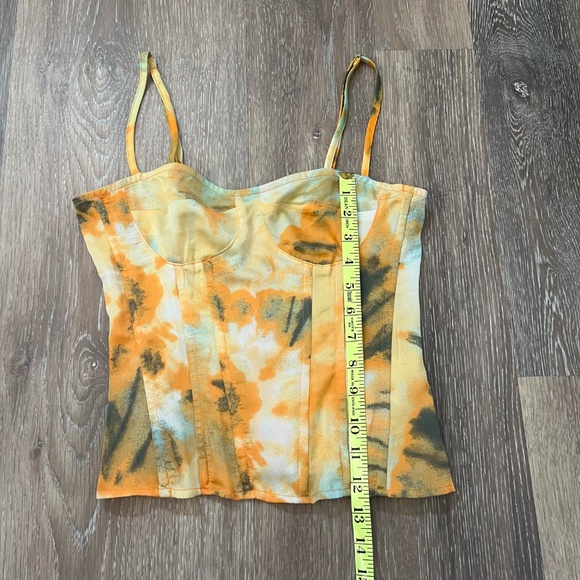 Pretty Little Thing Structured Corset Top Orange Tie Dye Print - Picture 7 of 9